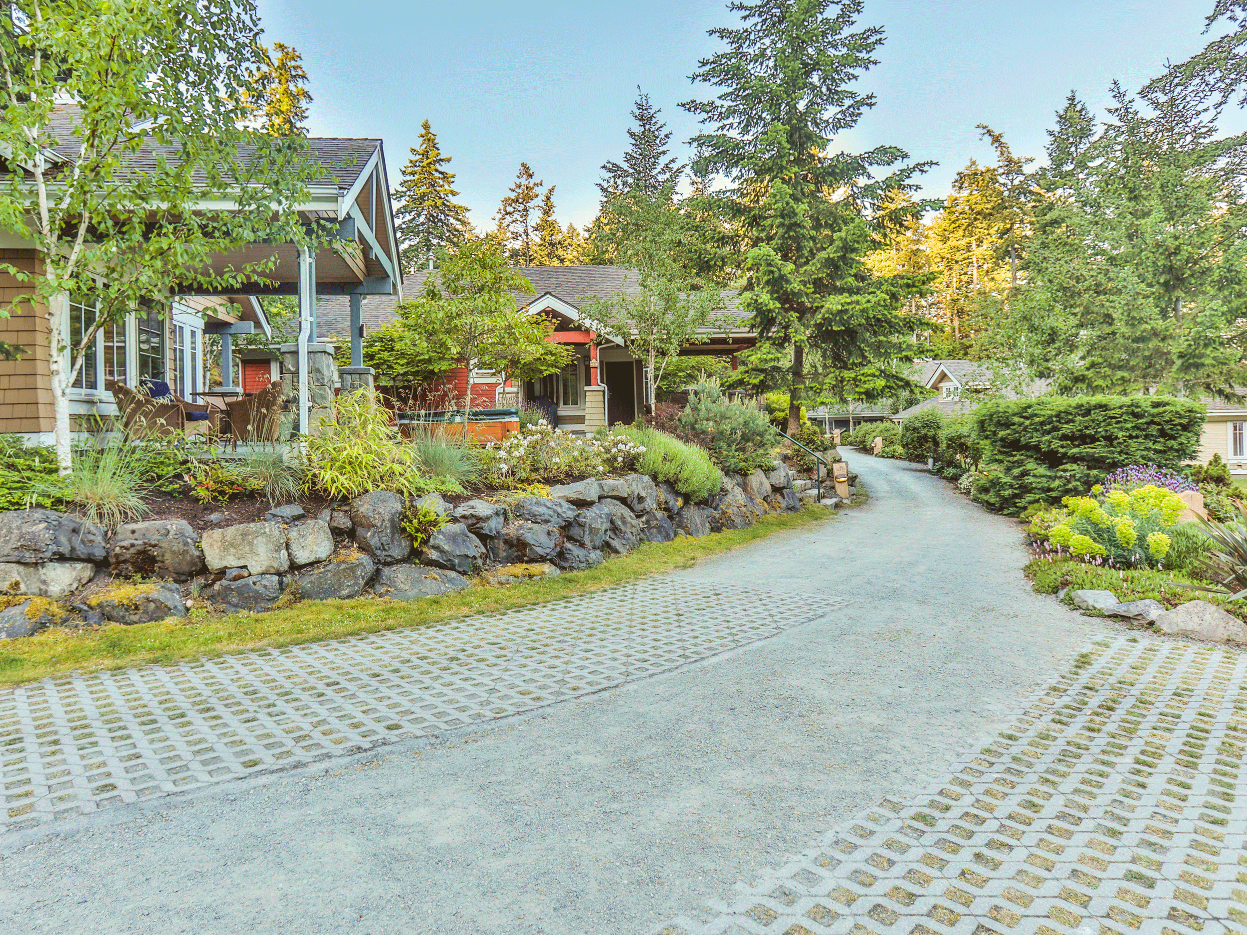 path leading up to cottage in the woods