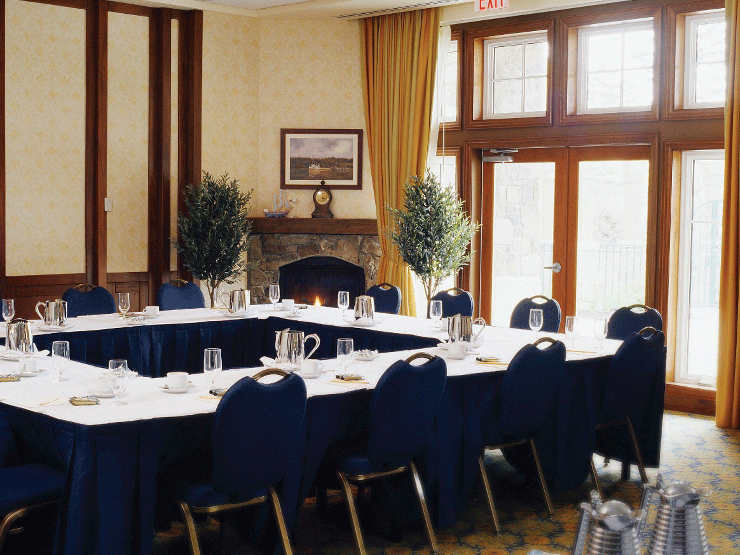 tables set up in ballroom