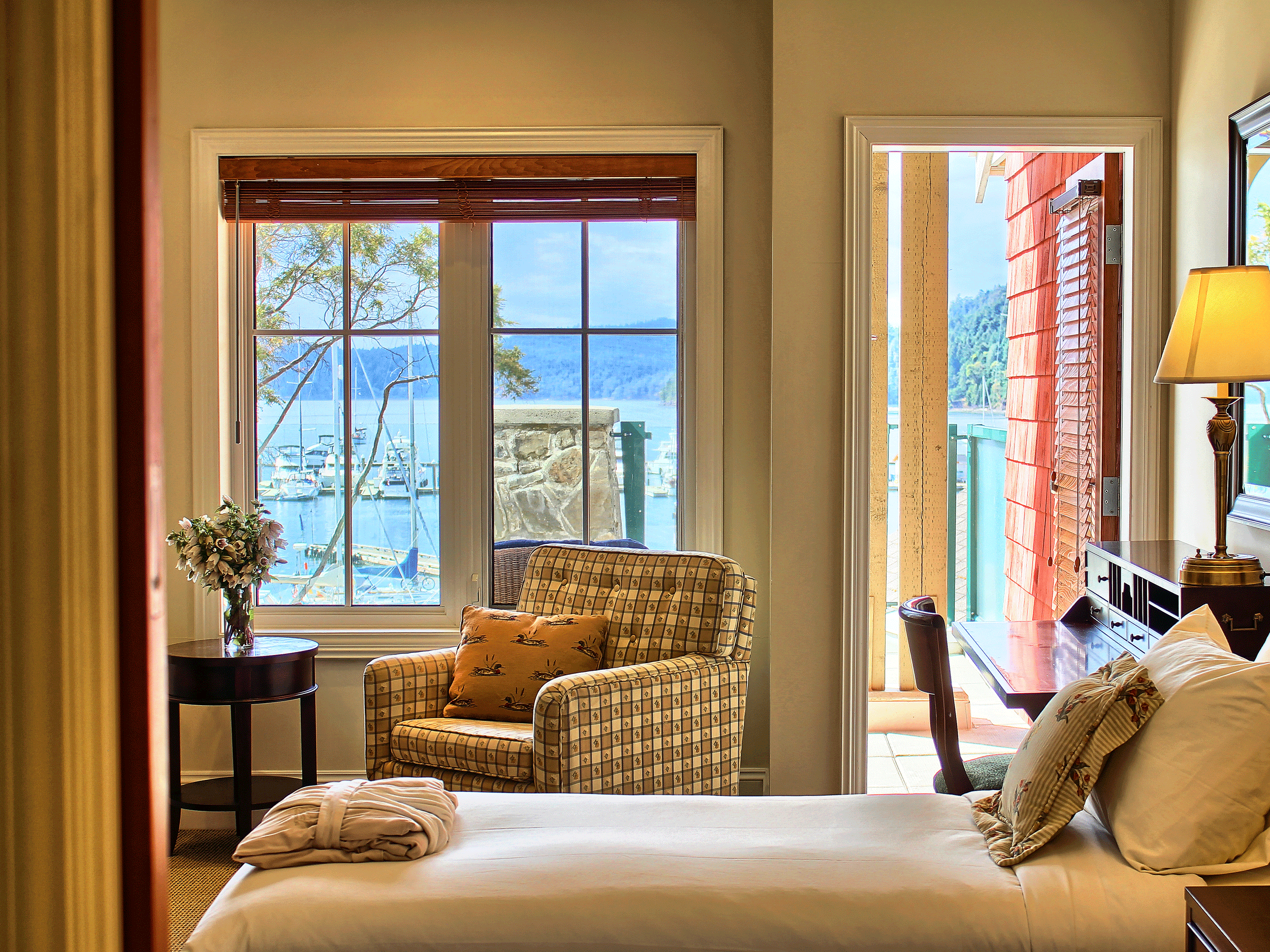 hotel room with view of water