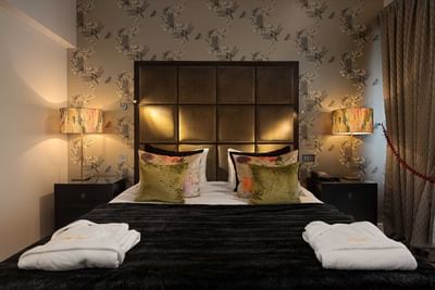 Comfortable king size bed at Orsett Hall Hotel