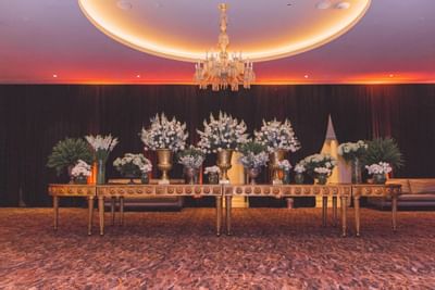 Decorações de flores no Grand Salon no Iguazu Grand Resort