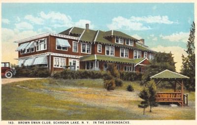 Vintage postcard of Brown Swan Club near The Lodge at Schroon Lake