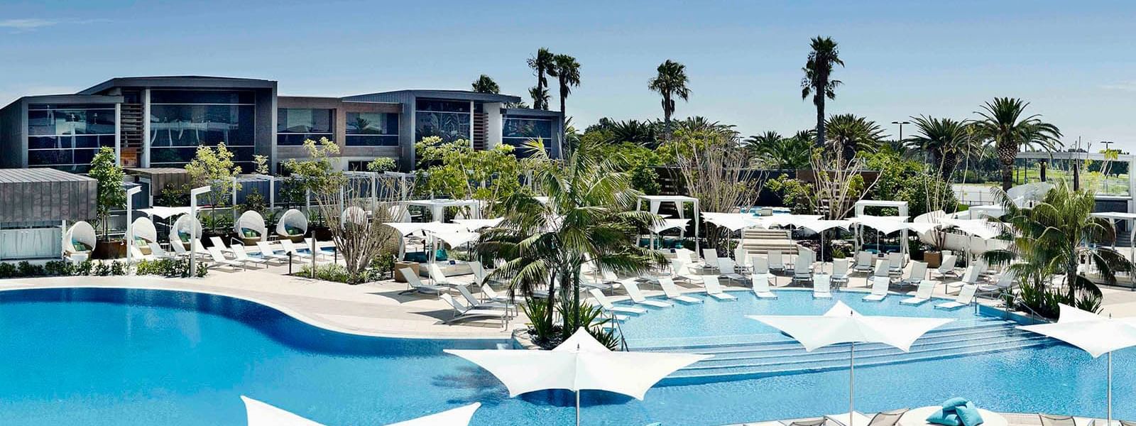 Outdoor Pool and relaxation area at Crown Hotel Perth