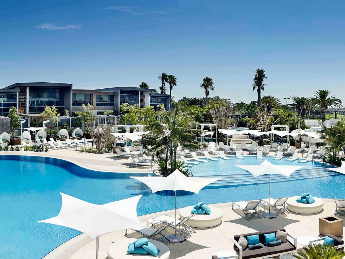 Outdoor Pool and relaxation area at Crown Hotel Perth