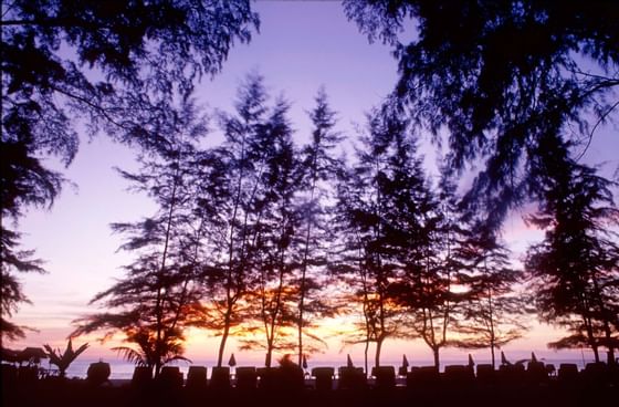 Sunset over beach with evening sky at Amora Hotel