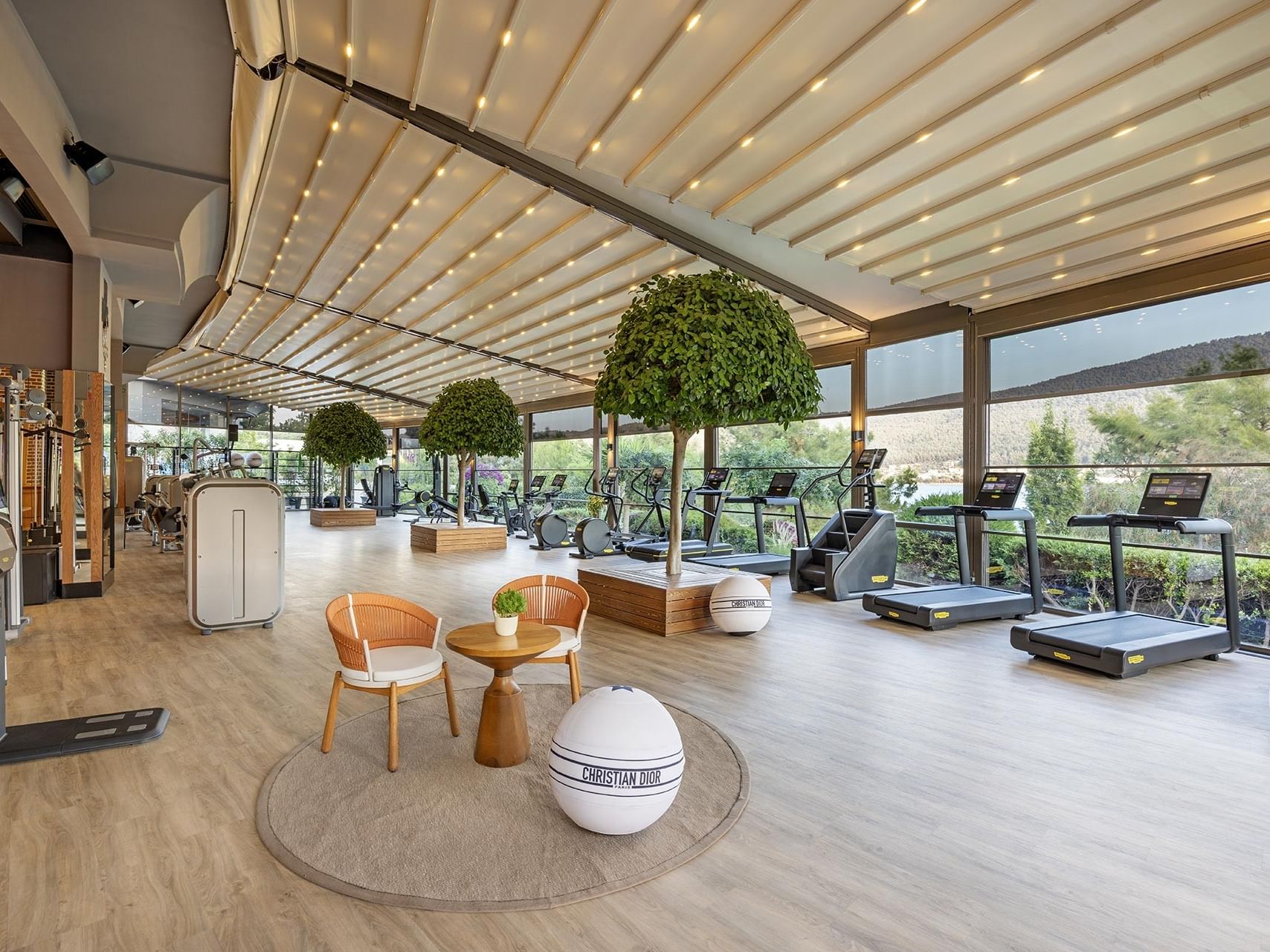 The luxury gym at Titanic Luxury Collection Bodrum shines with elegance.