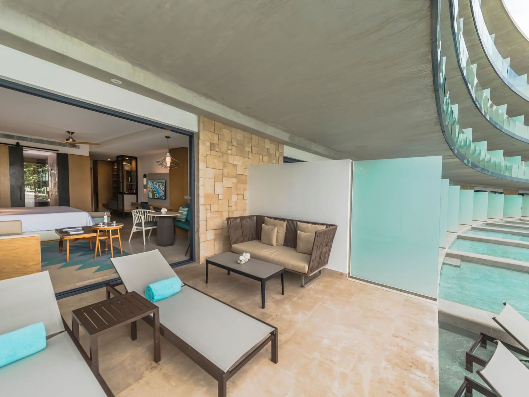 Bedroom by the pool in a Swim-Out Suite at Haven Riviera Cancun