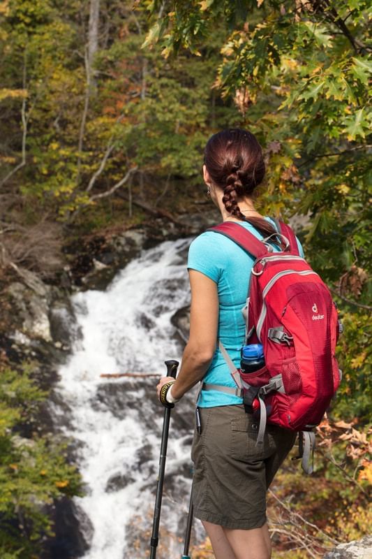 Lady overlooking waterfall in Shenandoah National Park near Inn at Willow Grove