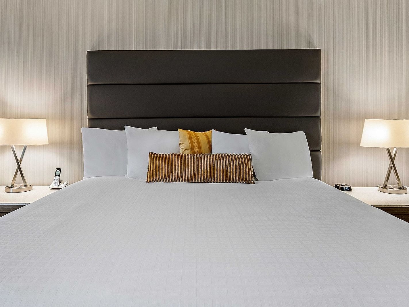 bed in modern hotel room
