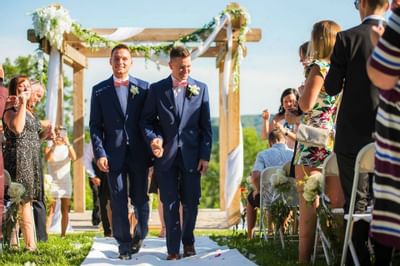 Outdoor wedding ceremony at Hotel Mont Gabriel Resort & Spa
