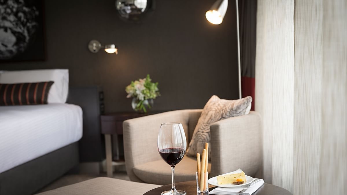 Wine glass in the room at Pullman albert park