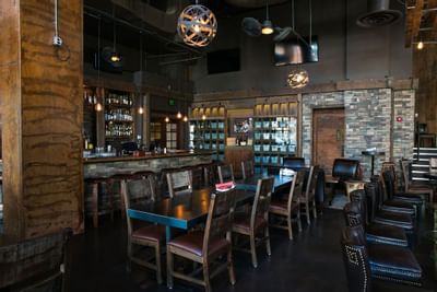 Dining area at the Swine Restaurant in Paramount Hotel Portland