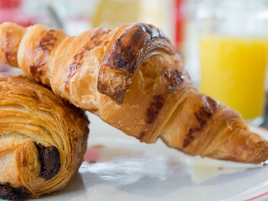 Closeup of croissants served at Hotel Aurillac Airport