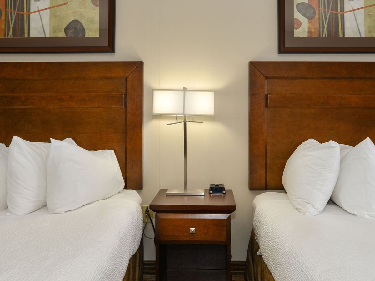 Hotel room with two queen beds