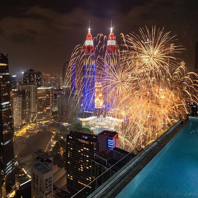 Fireworks view from Sky Infinity Pool at Imperial Lexis Kuala Lumpur - Lexis Hotels & Resorts