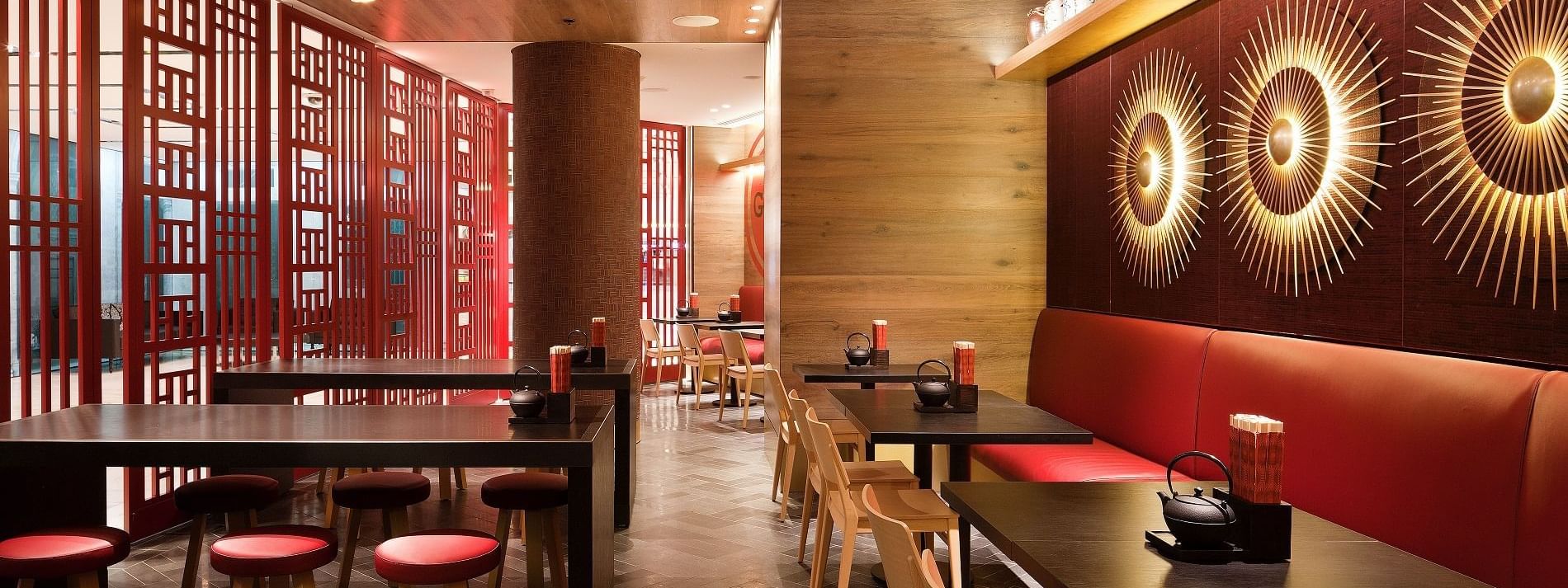 Dining area in Gochi restaurant at Crown Hotel Melbourne
