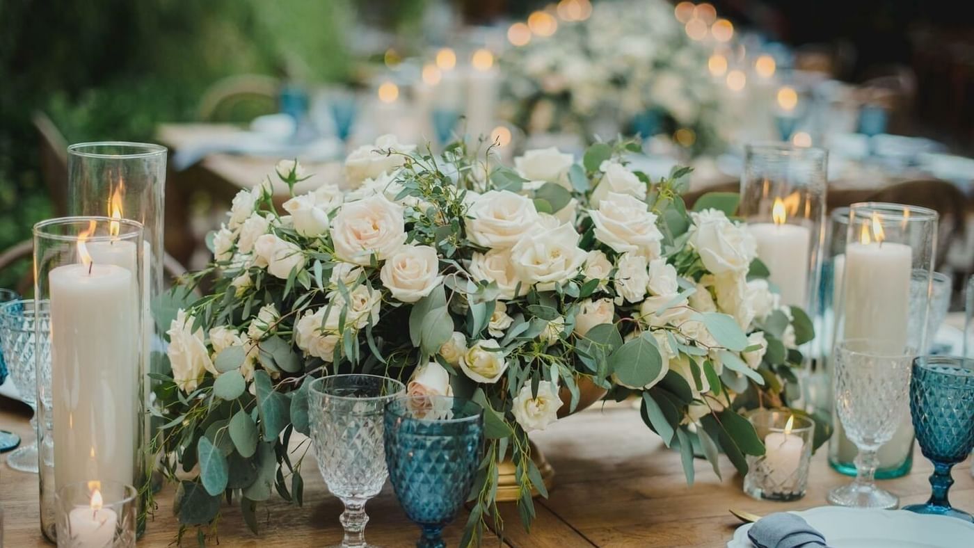 Flowers decorated for a wedding at The Explorean Cozumel 