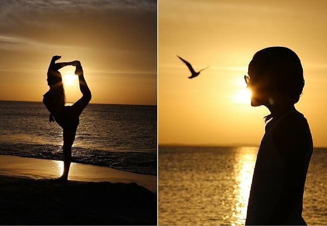 Poster with lady doing yoga on beach, The Somerset On Grace Bay