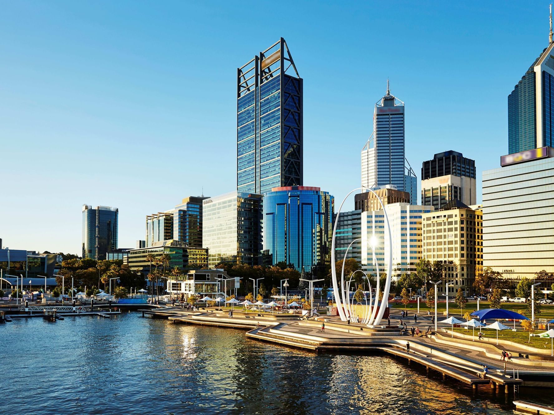 Elizabeth Quay overlooking Swan River near Melbourne Hotel Perth