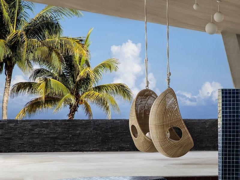 Two palm swings by the beach at FA Cozumel All Inclusive