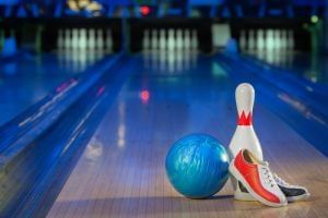 Bowling shoes & ball on the playing field, Rosen Inn Universal