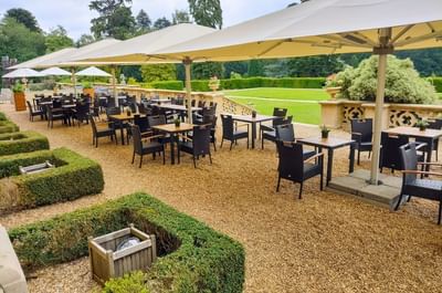 Easthampstead Park gardens and terrace at rear of hotel