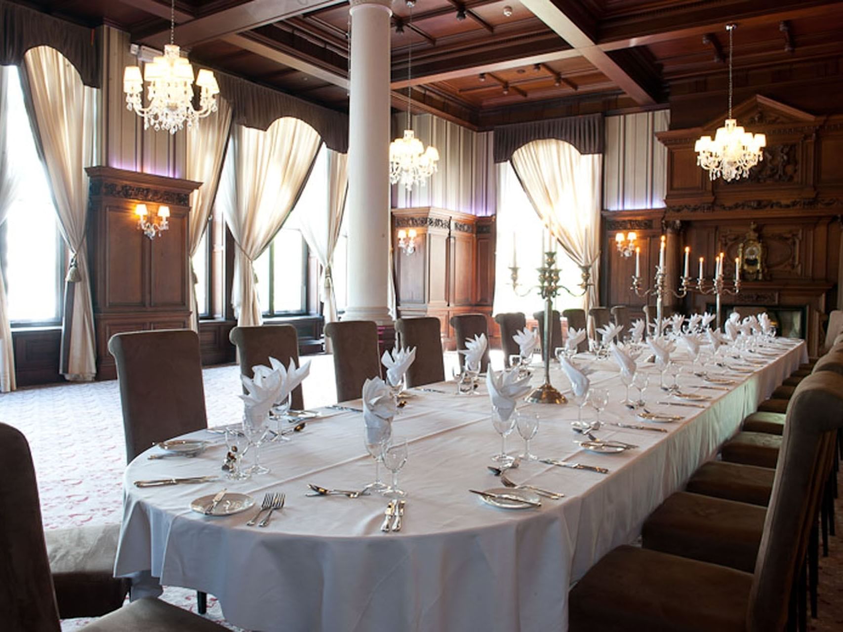 Arranged table set-up with silverware in The Oak, events in York at The Milner York