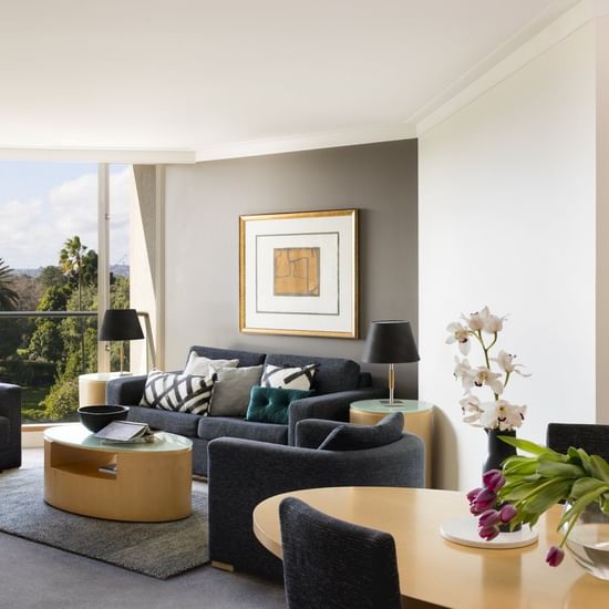 2-bedroom Garden View living area at Pullman Quay Grand Sydney