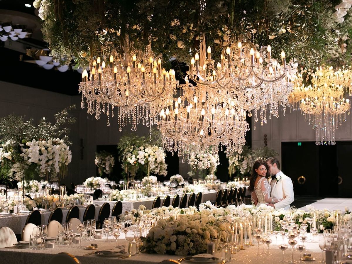 A beautiful wedding table arrangement at Crown Hotel Perth