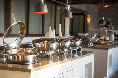 Buffet area of a restaurent at Buenaventura Grand Hotel
