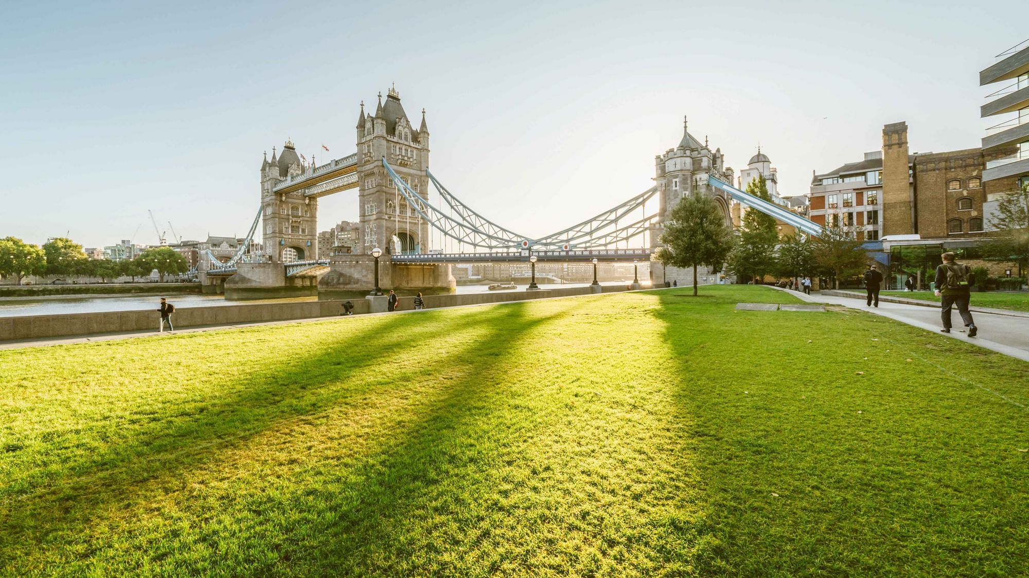 Sunny August afternoon in London with a view of Tower bridge