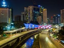 Exterior night view of Saloma Link Bridge, St Giles Boulevard