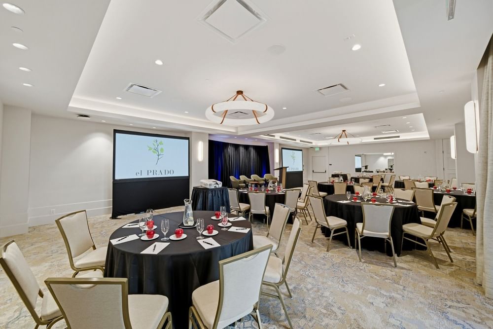 corporate meeting room set up at el PRADO