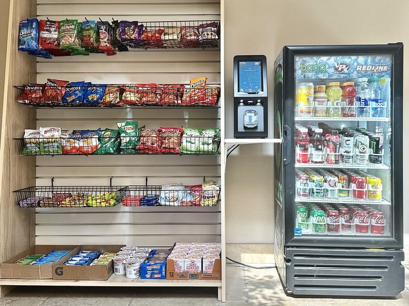 Self serve snack bar with snacks and beverages