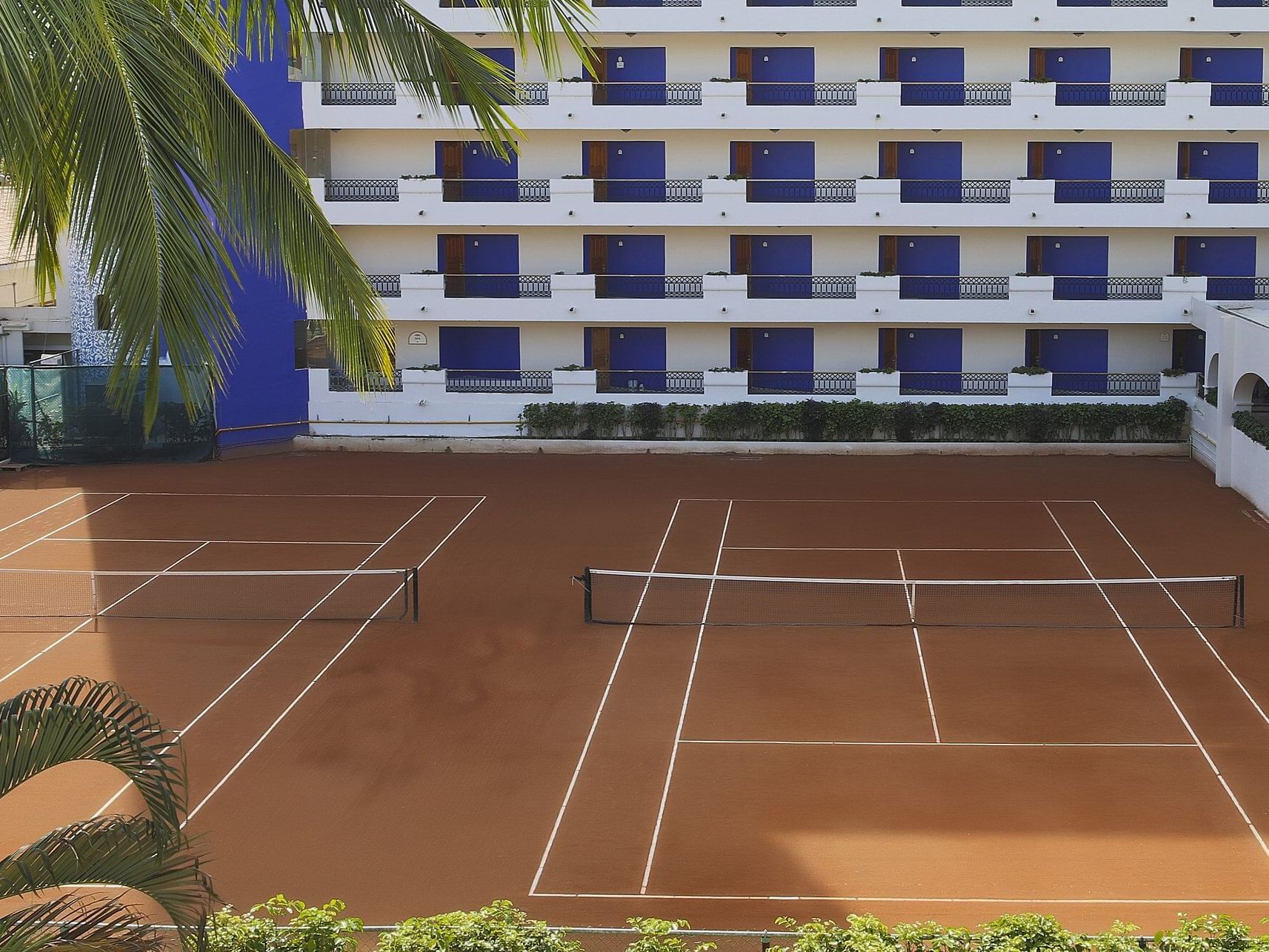 Aerial view of Tennis courts at Crowne Paradise Club Puerto