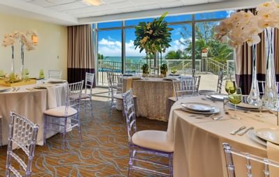Banquet dining tables in Sunny Isles at Marenas Resort Miami