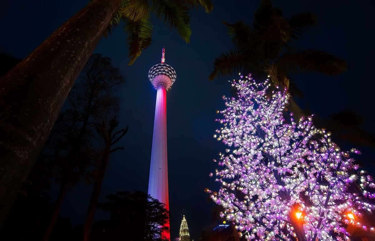 KL Tower snapped at night near Sunway Hotel Pyramid