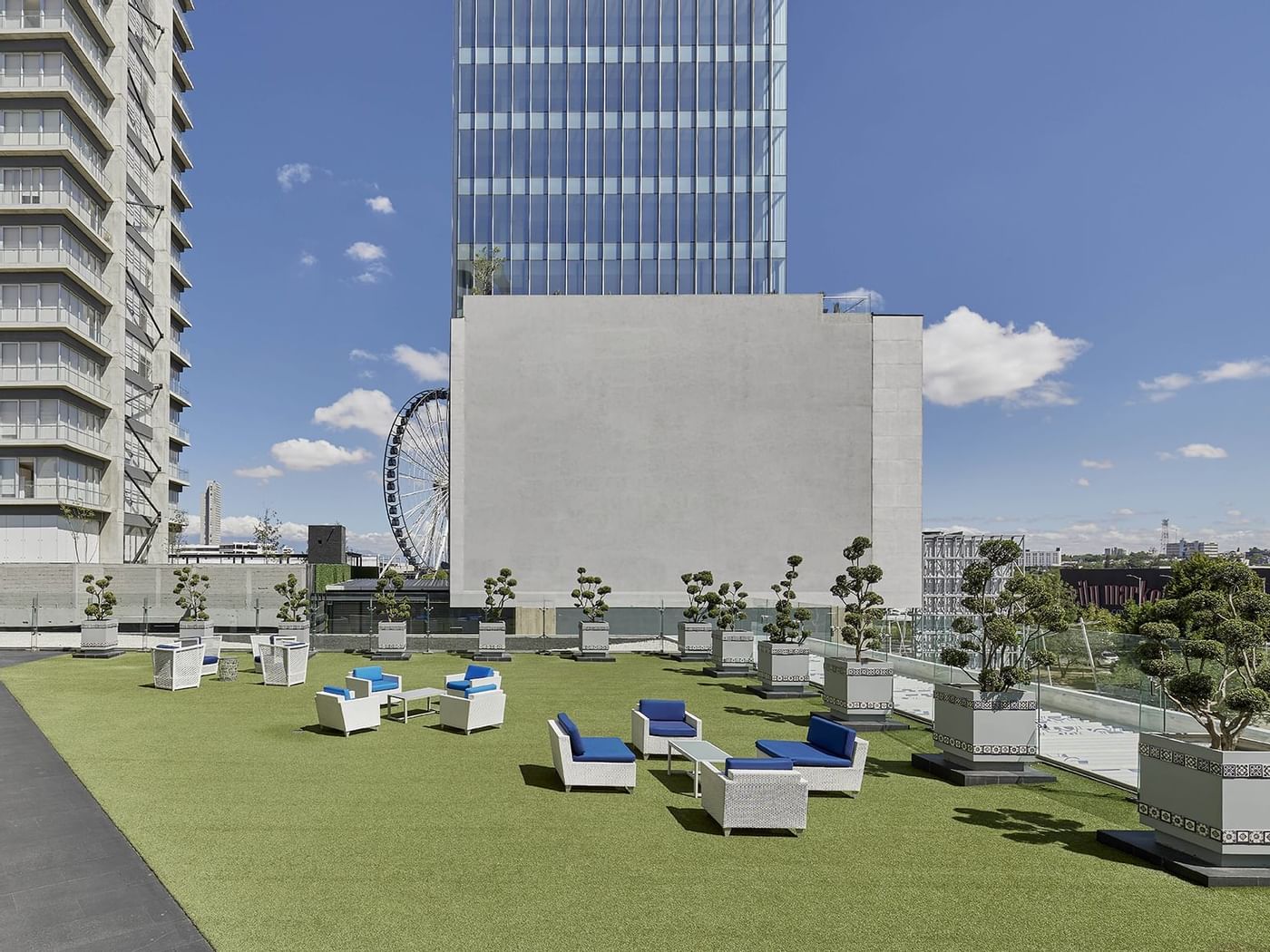 Terraza Indigo outdoor meeting area at Grand Fiesta Americana