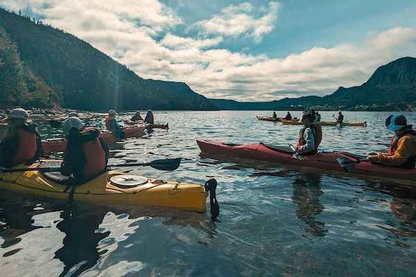 Kayaks in the water at Gros Morne