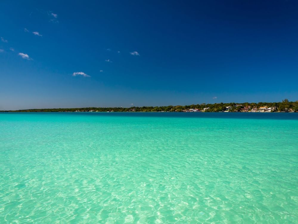 Landscape view of Bacalar Lagoon near La Colección Resorts