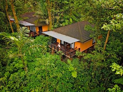 An aerial view of 2 forest view rooms in Rio Celeste Hideaway