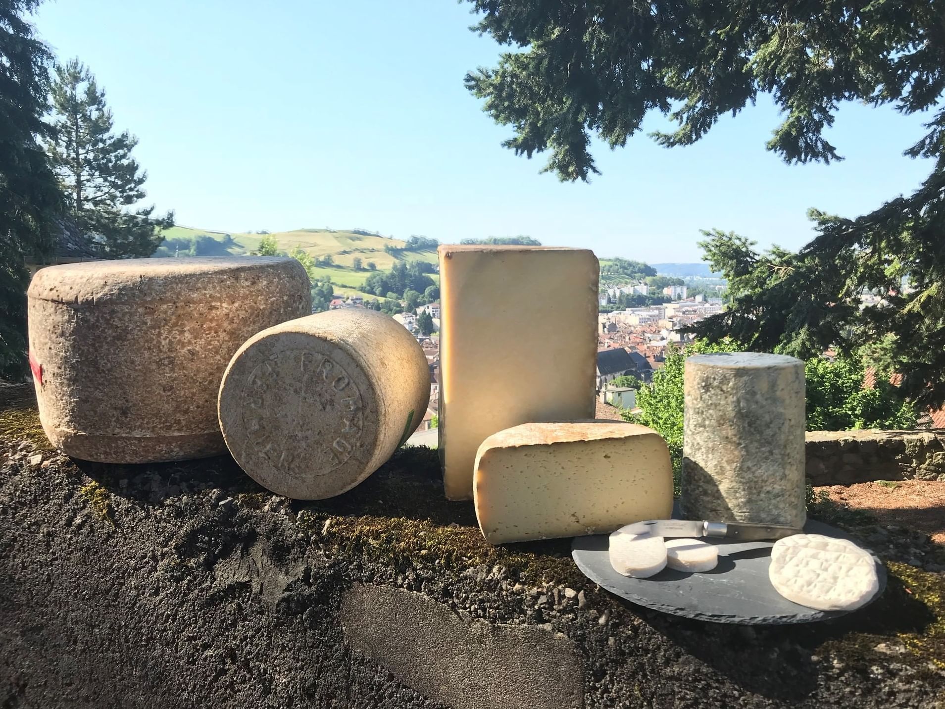 Cantal Cheese arranged with a city view at Originals Hotels
