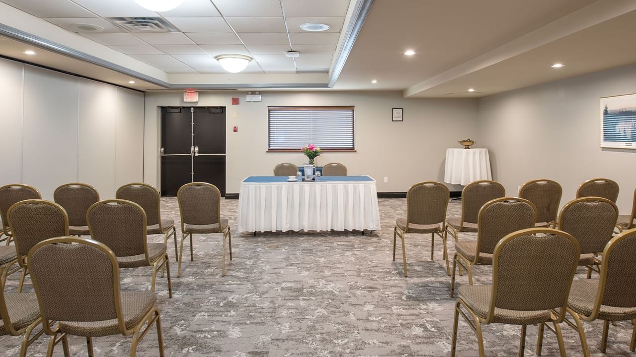 Conference room with rows of chairs