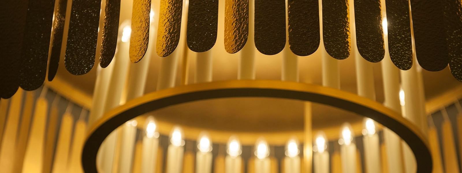 Close-up of a Chandelier on a ceiling at Crown Hotels Group