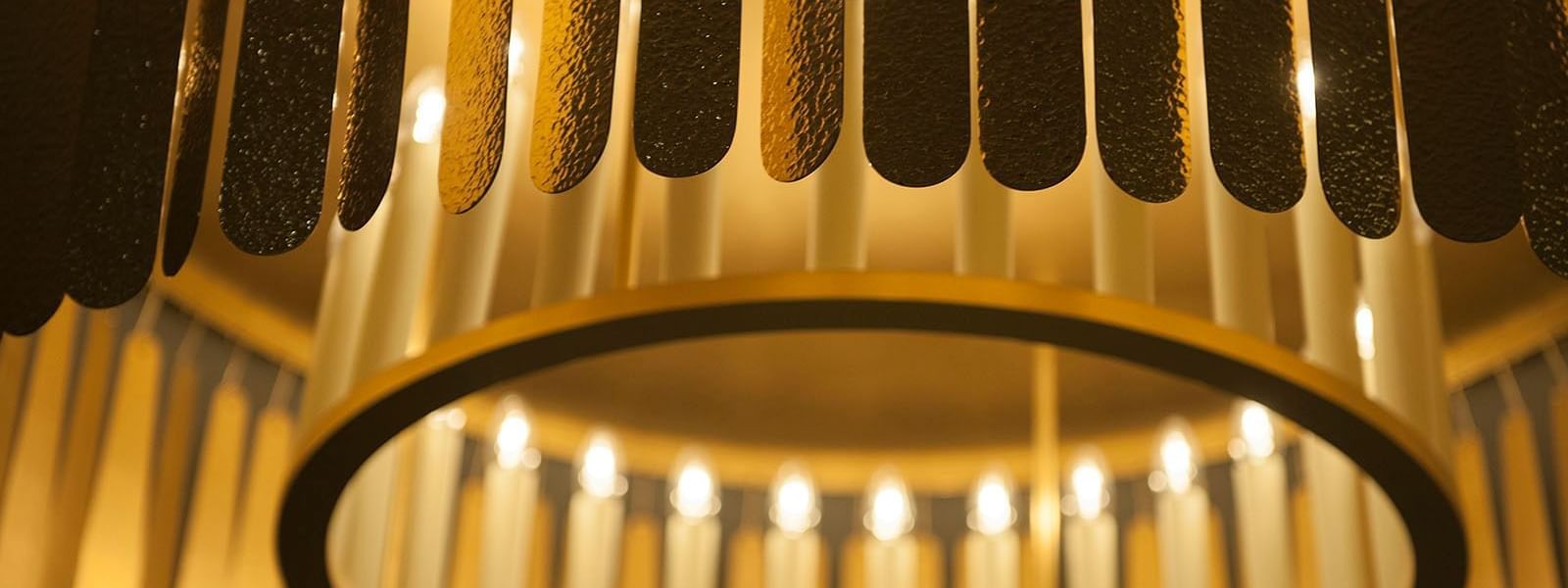 Closeup of Chandelier on a ceiling in Spa at Crown Hotels Group