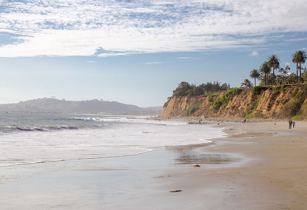 large beach in santa barbara at sunset