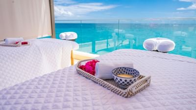 Spa bed & amenities with sea view at Morgan Resort Spa Village