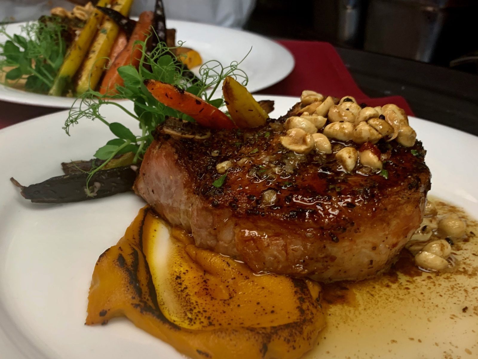 Close-up of steak dish served at The Herrington Inn & Spa
