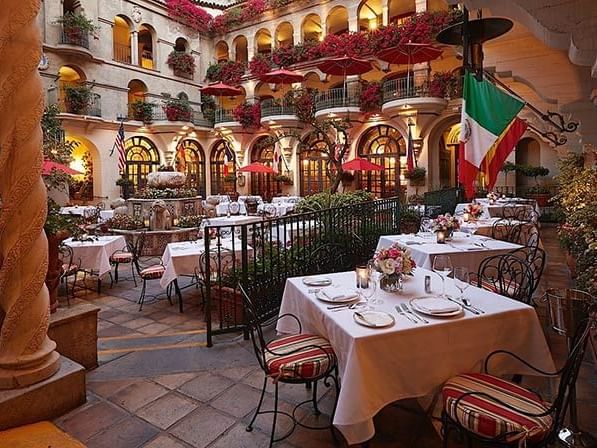 Outdoor table arrangement at Mission Inn Riverside