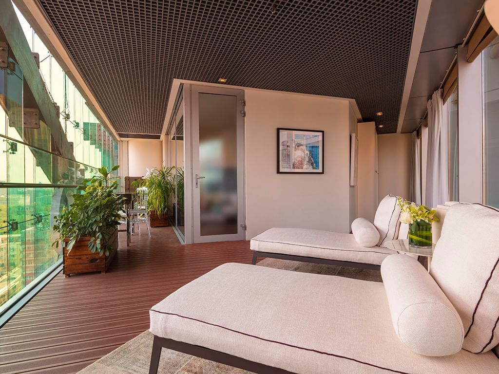 Loungers in Suite with terrace at Hotel Eclat Beijing